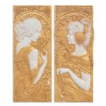A PAIR OF MGO ART NOUVEAU WALL MOUNT PLAQUES